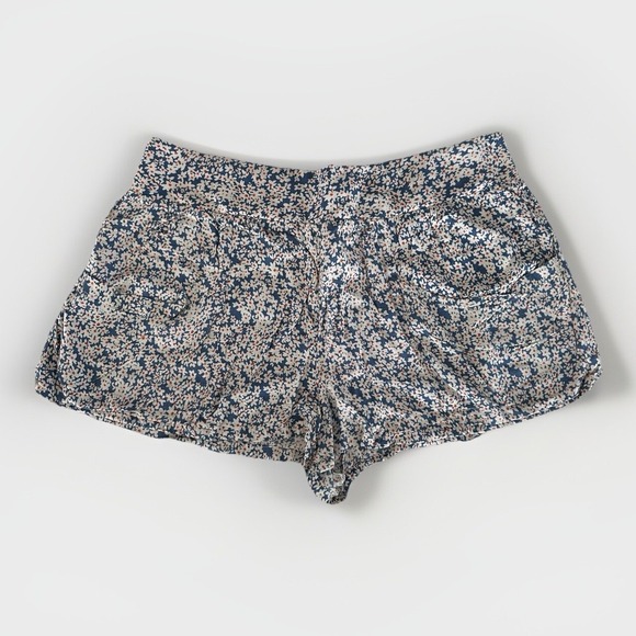 Inked Faded Shorts Large Loose Blue Ditsy Floral Lightweight Flowy Boho Cottage - Picture 1 of 5